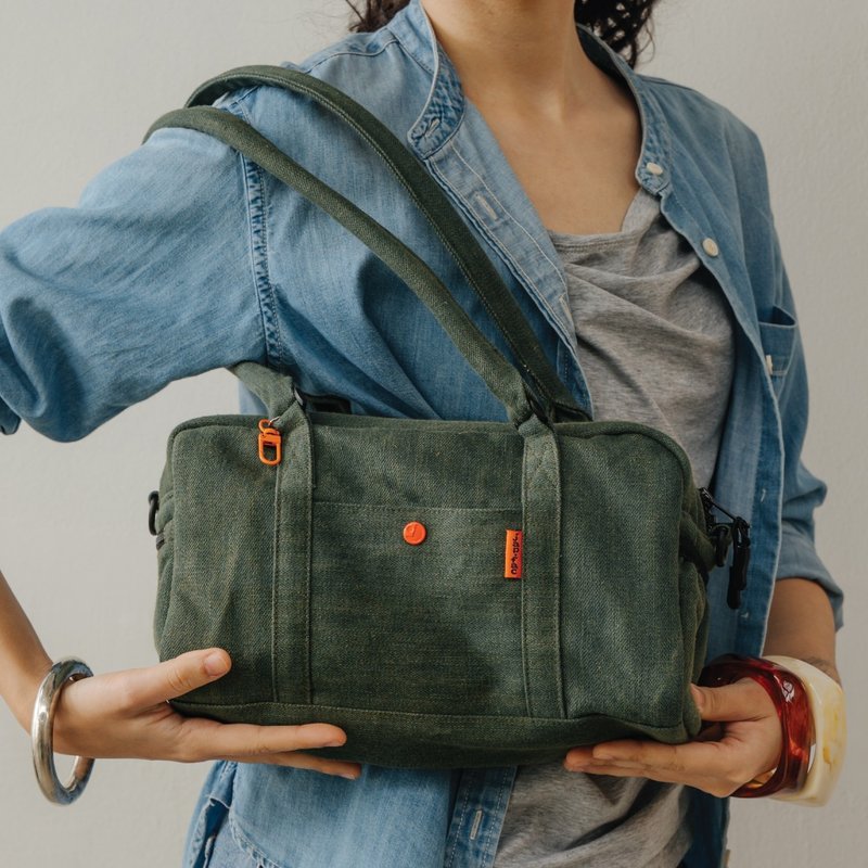japfac CUBE Bag : Vintage Jeans - 側背包/斜背包 - 其他材質 綠色