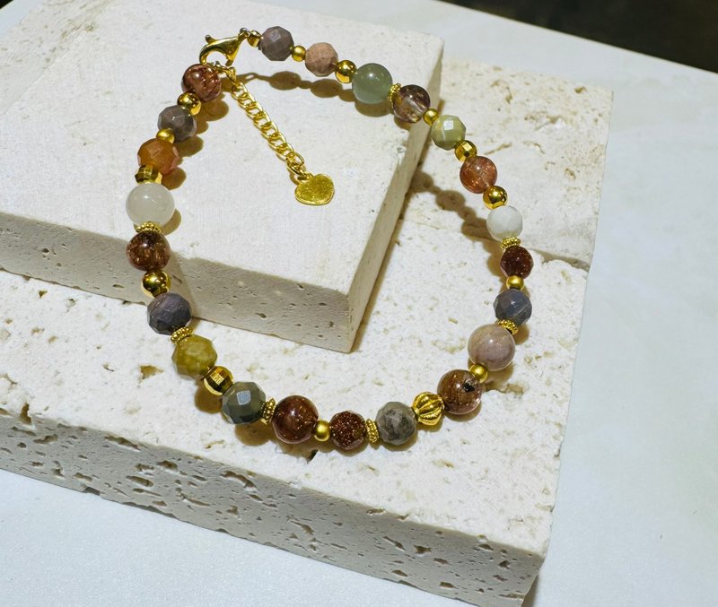 [Yama Gold Jewelry] Early Autumn Bracelet Natural Stone Gold Stone Alxa Demagnetized Stone Gold Gemstone - สร้อยข้อมือ - ทอง 24 เค 