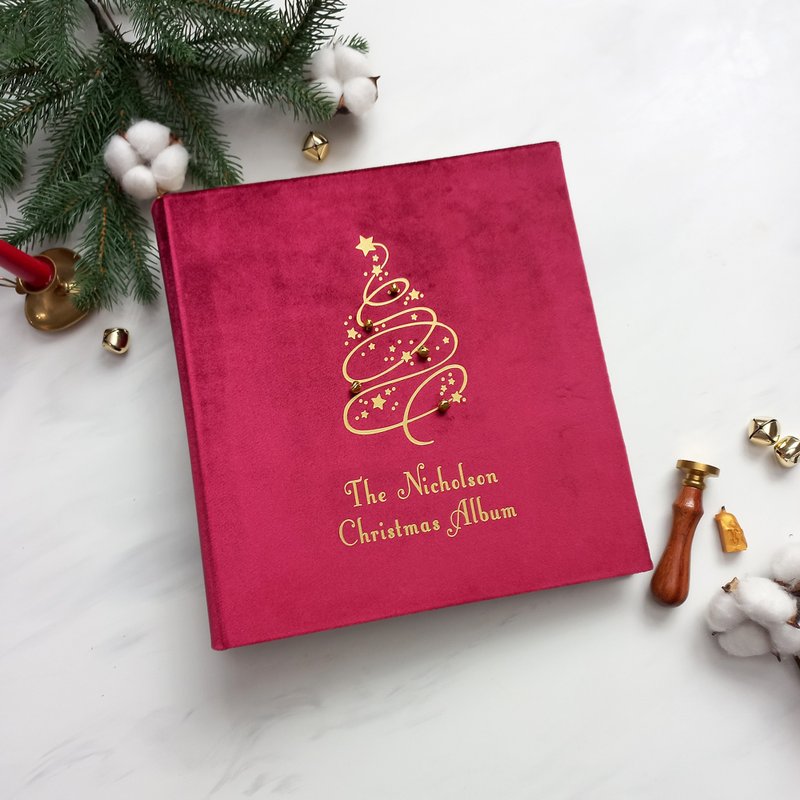 5x7 100 Photos Christmas Slip In Photo Album, Burgundy Red Noel Album - 相簿/相册 - 紙 