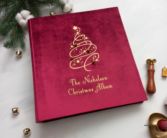 5x7 100 Photos Christmas Slip in Photo Album, Burgundy Red Noel Album With  Sleeves, Family Custom Album, Photo Album for Christmas Card 