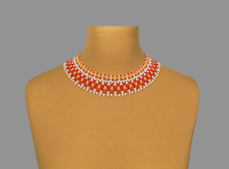 Red and white bead necklace collar for woman - 項鍊 - 玻璃 紅色
