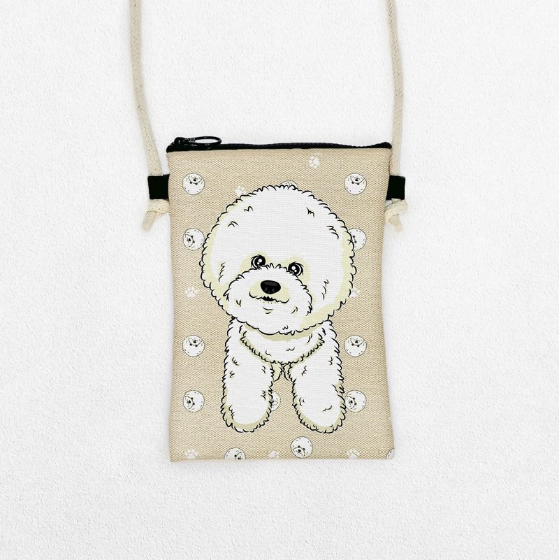 Bichon pet pattern light travel bag mobile phone bag passport bag walking bag - กระเป๋าสัตว์เลี้ยง - เส้นใยสังเคราะห์ หลากหลายสี