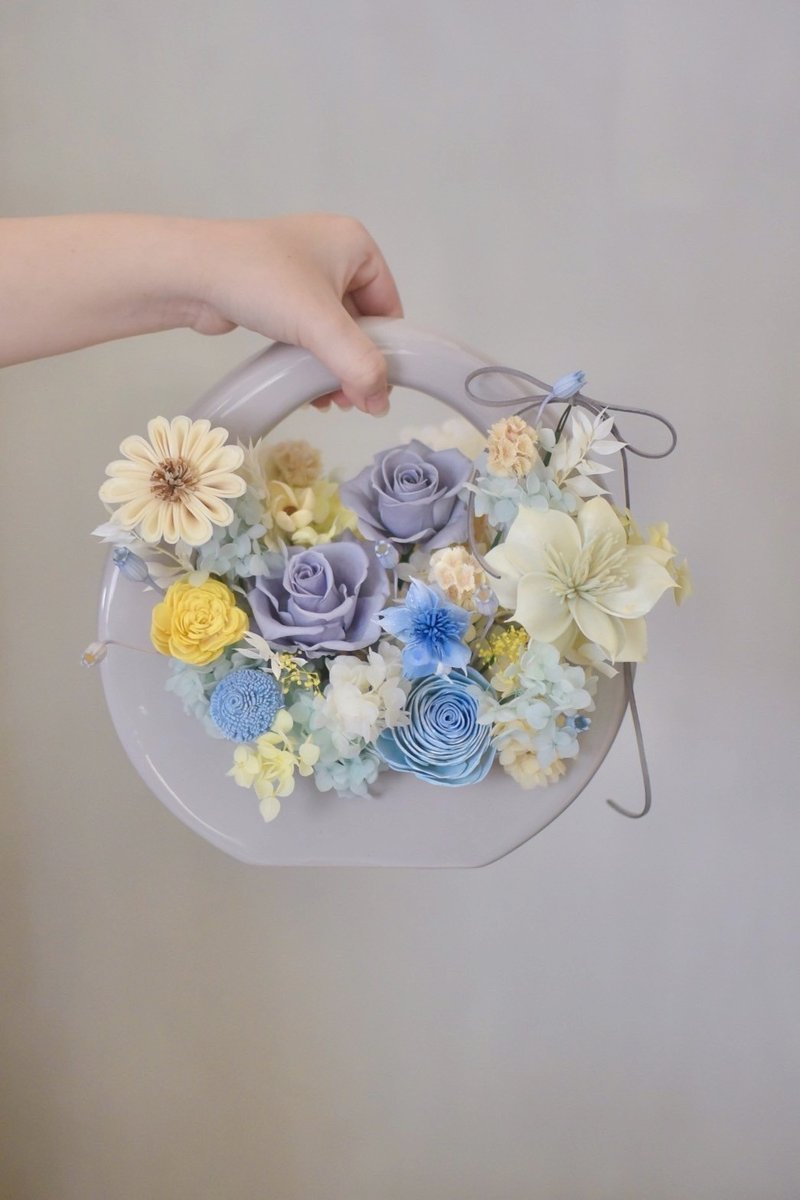 /大丸手籠/永遠の花 バラ セレモニーオープニング 鉢植え お祝い ​​誕生日 お祝い飾り - ドライフラワー・ブーケ - 寄せ植え・花 多色