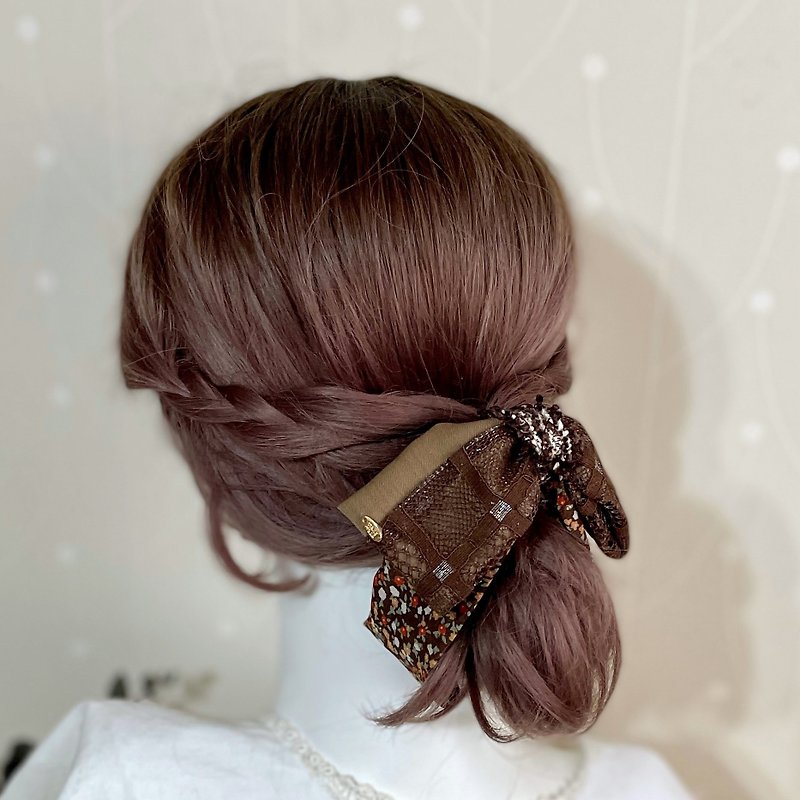 Simple lace chiffon texture intersect clip banana clip scrunchie ponytail clip hair clip grasp clip hair clip - เครื่องประดับผม - วัสดุอื่นๆ 
