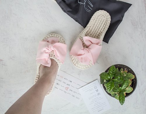 oBotickHome White slippers for women - Crochet slippers - gift for women