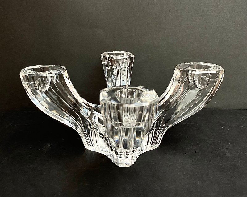 Crystal Vintage Candleholder Four Branches Germany 1960s - Candles & Candle Holders - Crystal Transparent