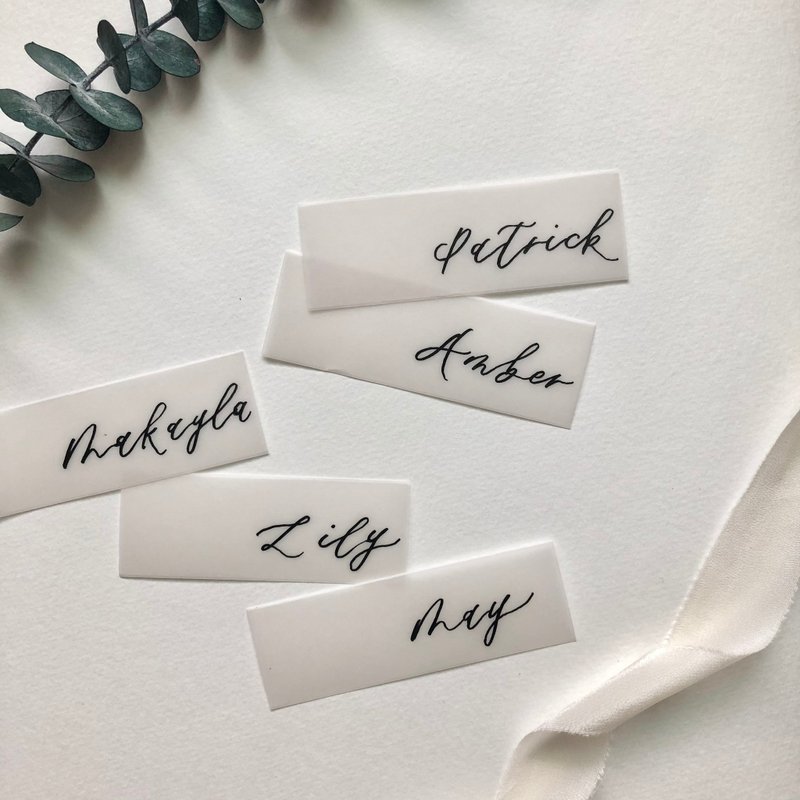 Hand Lettered Vellum Place Cards - Cards & Postcards - Paper Transparent