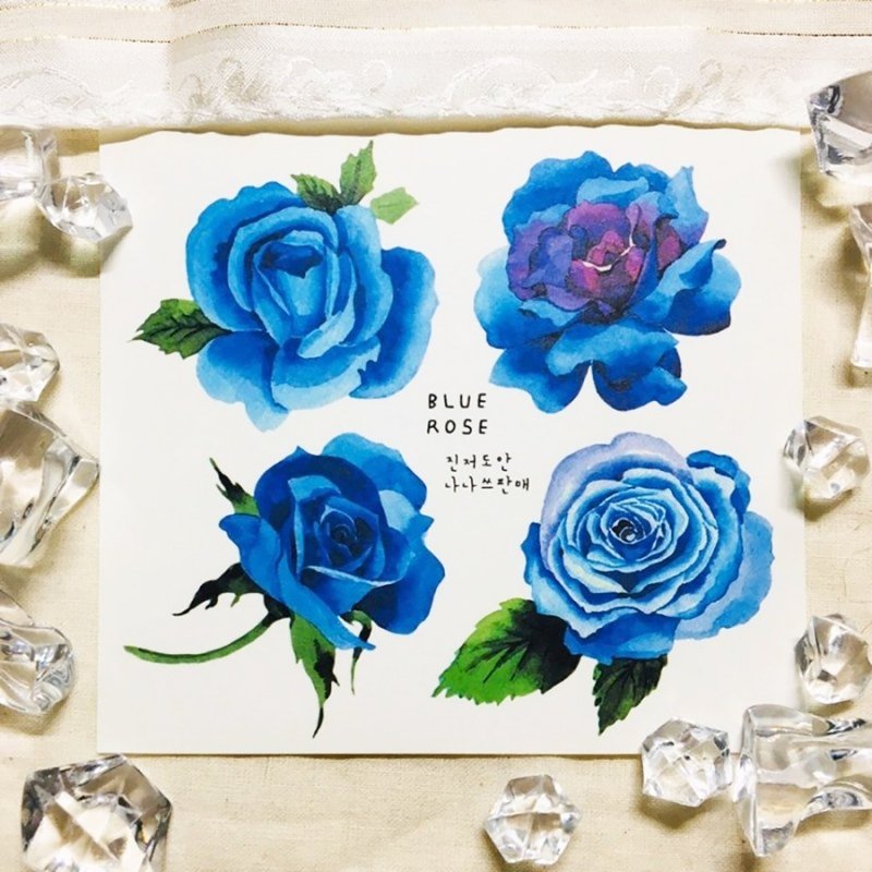 Blue Rose sticker (nanass) - 貼紙 - 紙 藍色