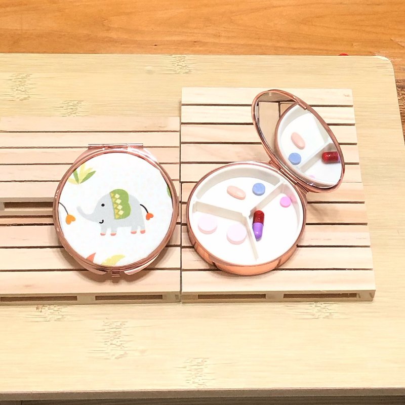 Q版大象/攜帶型藥盒.藥品分格收納盒.耳環小飾品可收納 - 居家收納/收納盒/儲物盒 - 棉．麻 灰色