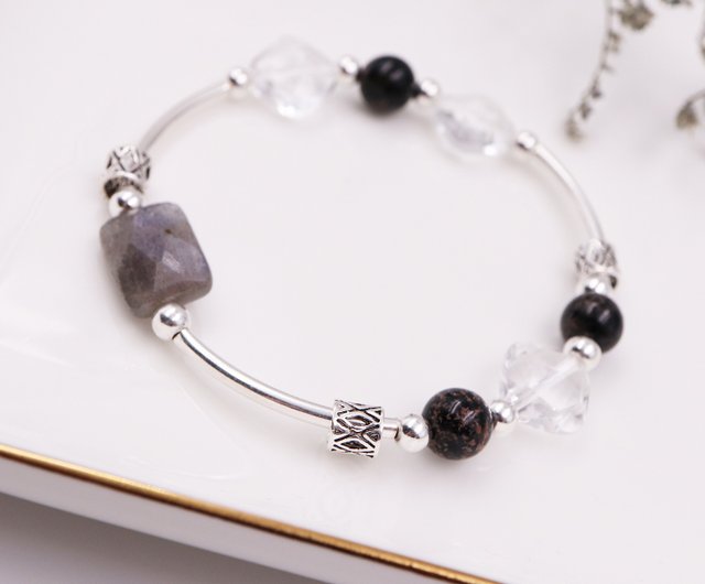  Snowflake Obsidian Labradorite Bracelet, Dragonfly Symbolism,  New Beginnings Personal Transformation : Handmade Products