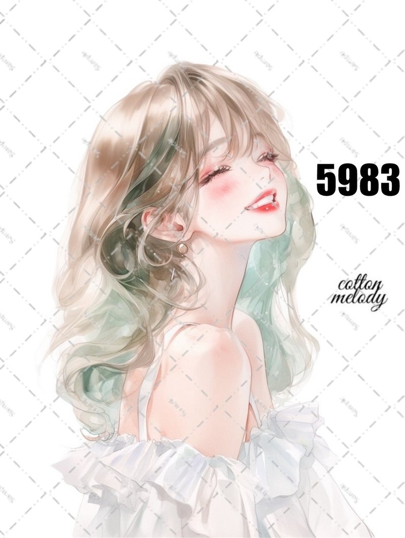 original sticker no.5983 人物ステッカー オリジナルステッカー 人物ステッカー 女の子ステッカー オリジナル人物ステッカー - 貼紙 - 紙 