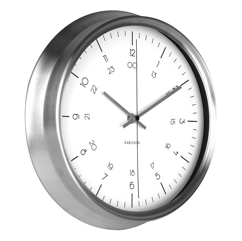 カールソン、ウォールクロックホワイト航海ステンレス鋼 - 時計 - 金属 グレー