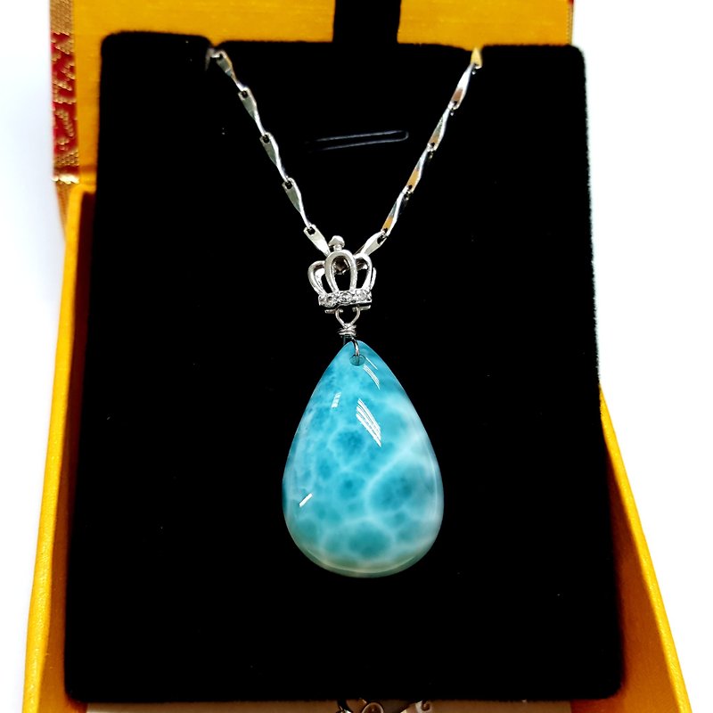 Girl Crystal Worlds - [sea] - La Lima sea ice kind of jelly body proluta necklace (925 sterling silver chain attached) - Necklaces - Gemstone Blue