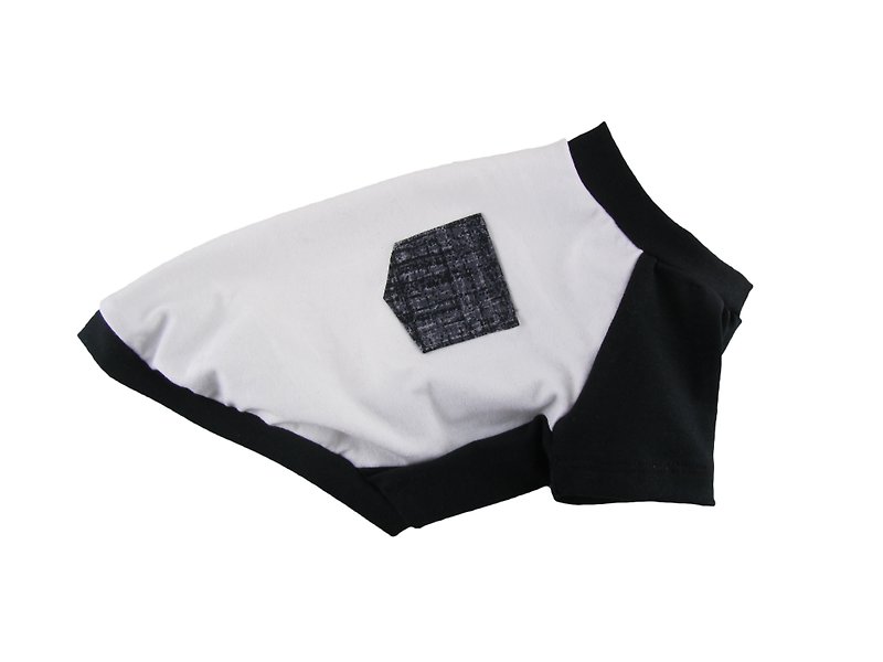 Black Contrasting Cotton Jersey Raglan Pocket T-shirt, Dog Apparel - ชุดสัตว์เลี้ยง - วัสดุอื่นๆ สีดำ