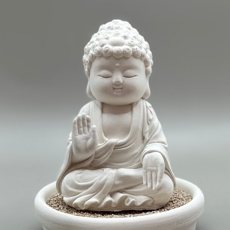 佛像擺飾 淨念吉祥小佛之向德 小盤套組 藝術香氛擴香 居家美學 - 香氛/精油/擴香 - 水泥 白色