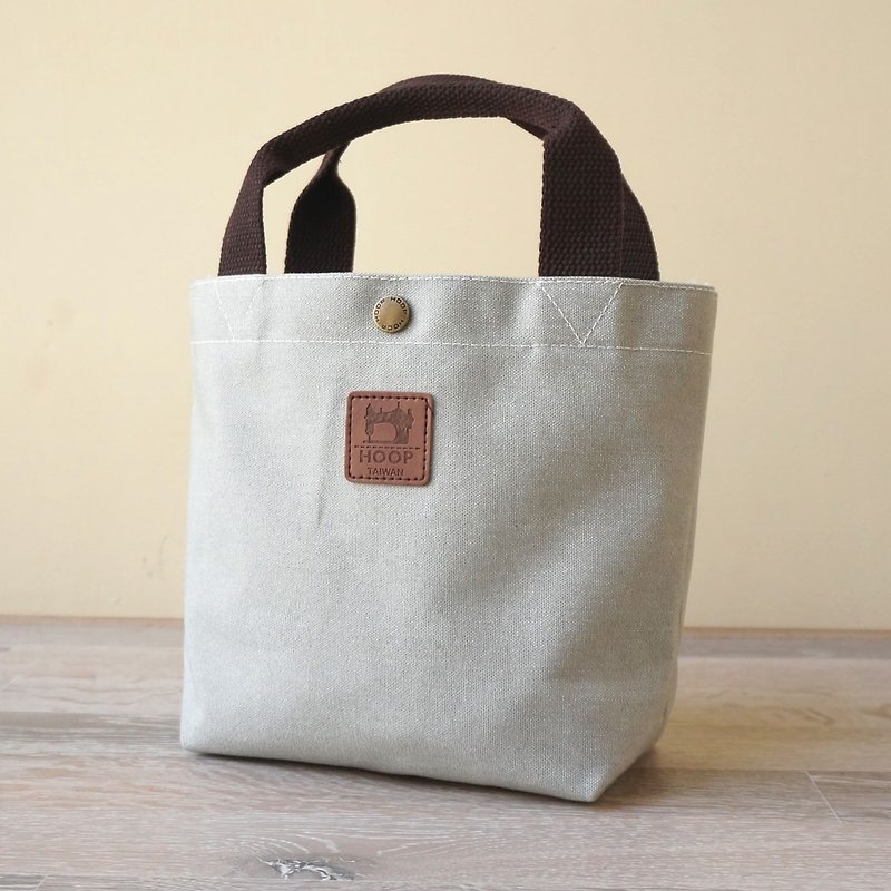 Simple handbag | stone gray - กระเป๋าถือ - ผ้าฝ้าย/ผ้าลินิน สีเทา