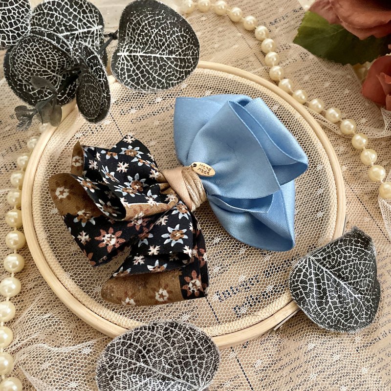 Patchwork style three-dimensional banana clip intersecting clip shark clip ponytail clip scrunchie hair ring hair clip grasping clip pressing clip - เครื่องประดับผม - วัสดุอื่นๆ สีน้ำเงิน