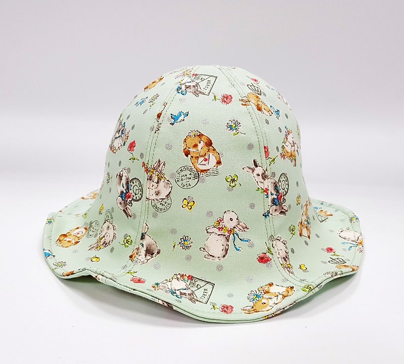 *\\ // kids cap*little girl / flower hat - little flower child-specific rabbit # # # Japanese cloth sunscreen - Hats & Caps - Cotton & Hemp Green