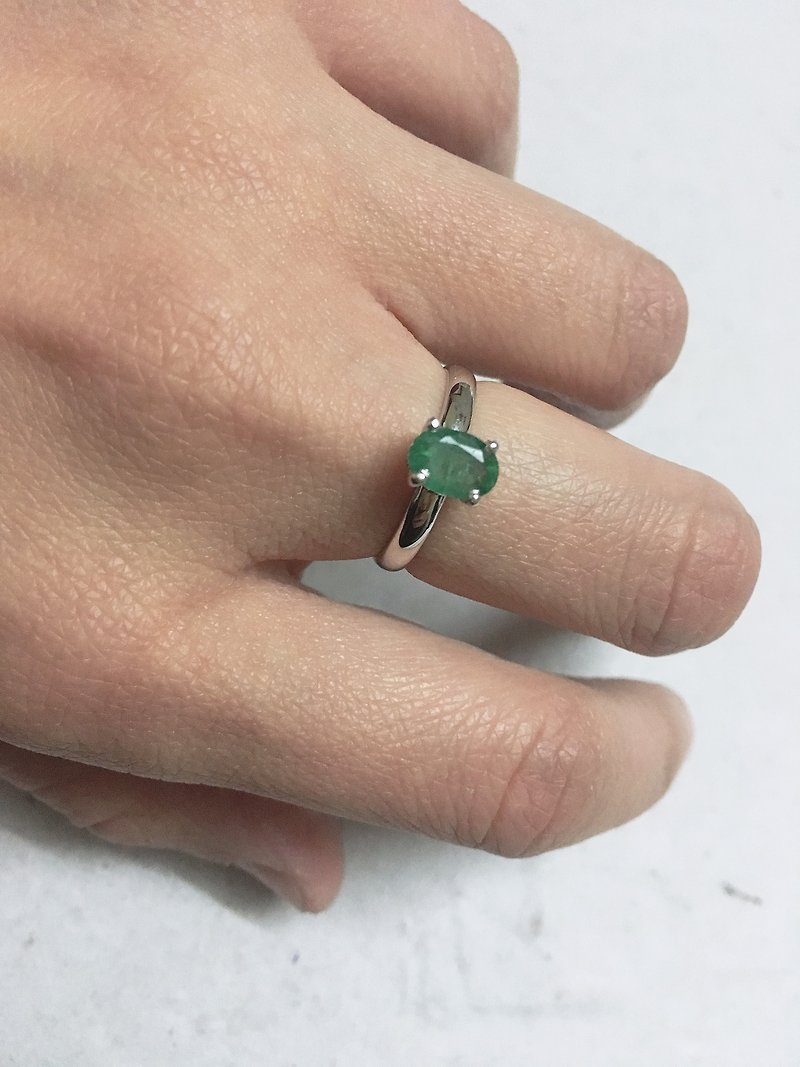 3只 祖母綠 爪鑲 戒指 尼泊爾 手工製 925純銀 - 戒指 - 寶石 