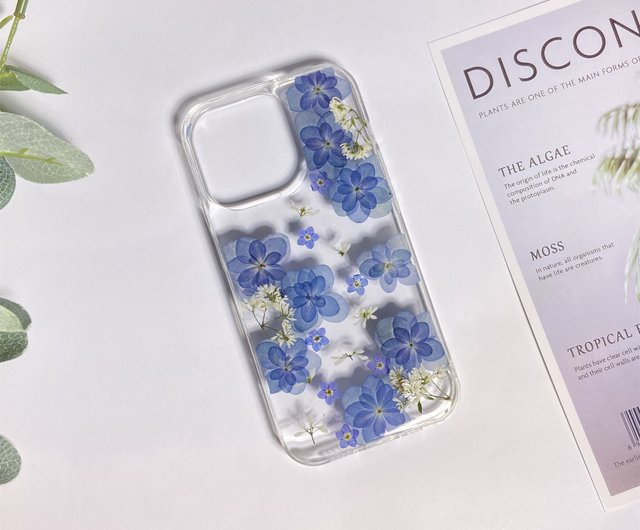 Blue Hydrangea Handmade Pressed Phone Case for iPhone Samsung Sony