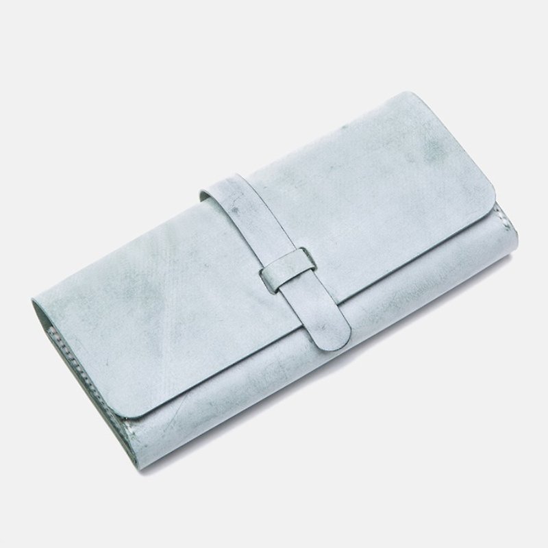Italian Mist Wax Macaron Color Wax Cowhide Leather Wallet Long Leather wallet Handbags Simple Hand Pulling Envelope Money Handmade Purse Clutch Snap Button Zipper - Clutch Bags - Genuine Leather 