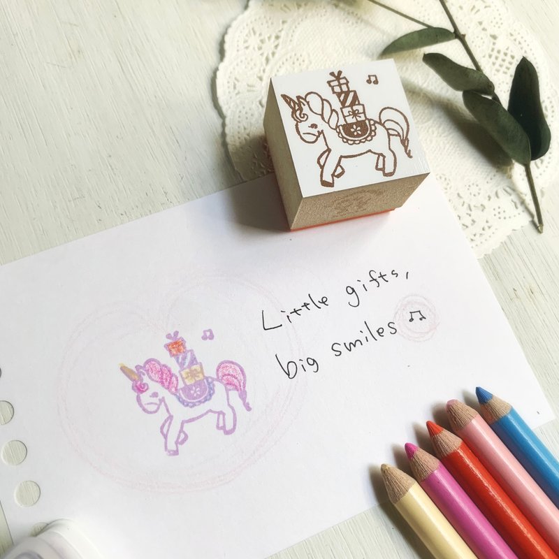 Rubber Stamp【Dreamy Unicorn Gift Stamp】 - ตราปั๊ม/สแตมป์/หมึก - วัสดุอื่นๆ ขาว