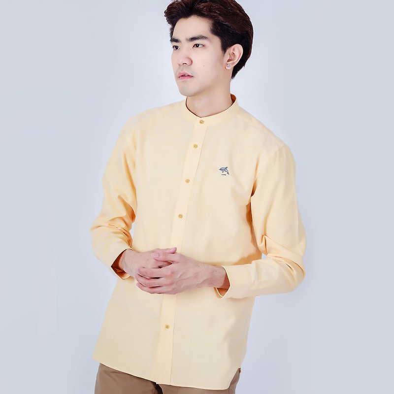 (SIZE S) DOLPHIN// yellow // men straight fit - 男襯衫/休閒襯衫 - 棉．麻 黃色