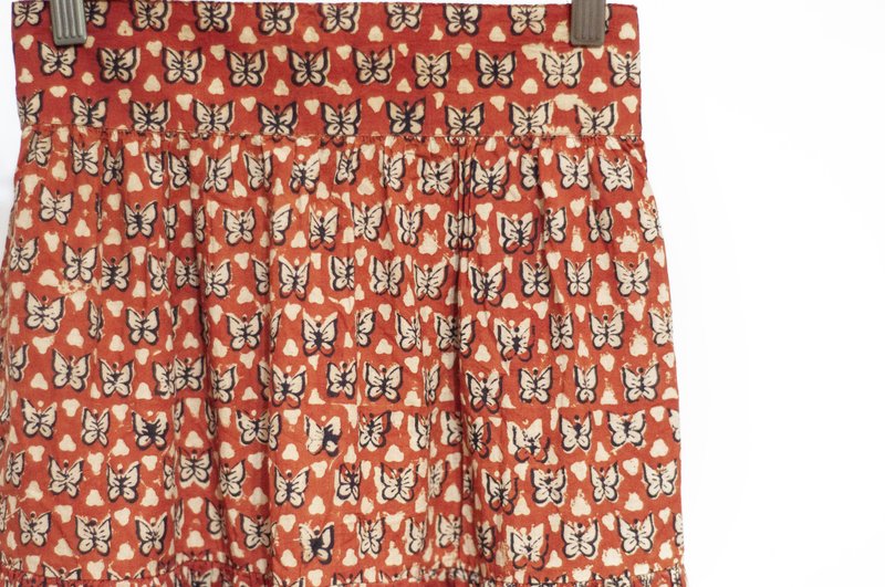 Woodblock Printed Cotton Skirt Indian Cotton Printed Skirt blockprint Woodblock Printed Long Skirt-Butterfly - Skirts - Cotton & Hemp Multicolor