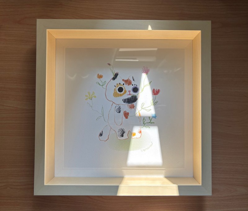 Cyndraw 貓貓等到生出花來了art print連畫框 - 卡片/明信片 - 紙 白色