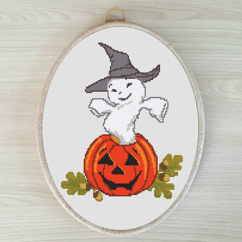十字繡 萬聖節南瓜 刺繡圖案 Cross stitch Halloween pumpkin pattern pdf Easy embroidery - 其他數位設計 - 其他材質 