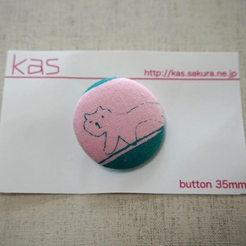Hand printed original covered button"cat"(large) - อื่นๆ - ผ้าฝ้าย/ผ้าลินิน สึชมพู