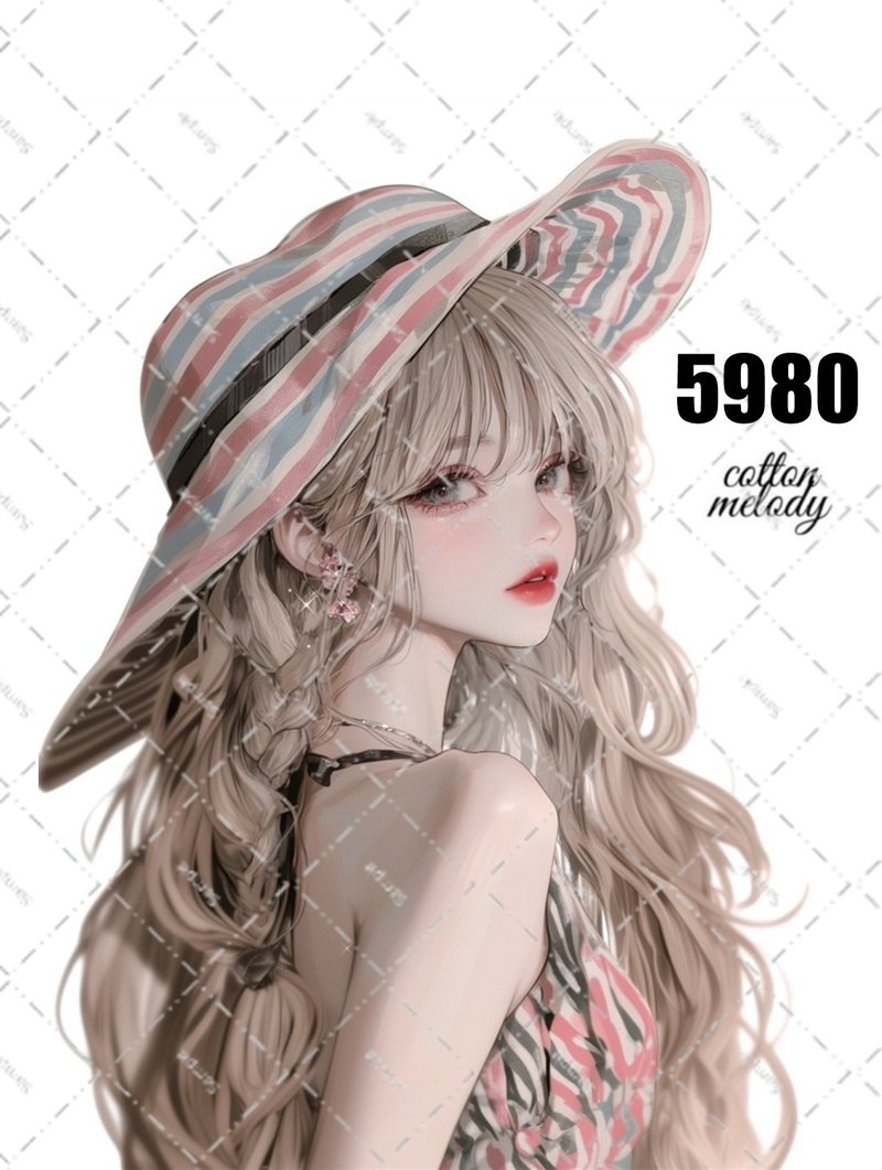 original sticker no.5980 人物ステッカー オリジナルステッカー 人物ステッカー 女の子ステッカー オリジナル人物ステッカー - 貼紙 - 紙 