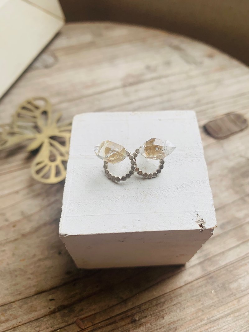 Herkimer diamond 2way earrings - Earrings & Clip-ons - Semi-Precious Stones Transparent