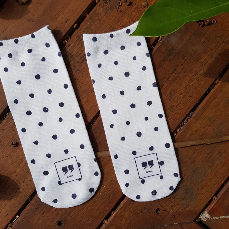 Dot Sock - 襪子 - 棉．麻 黑色