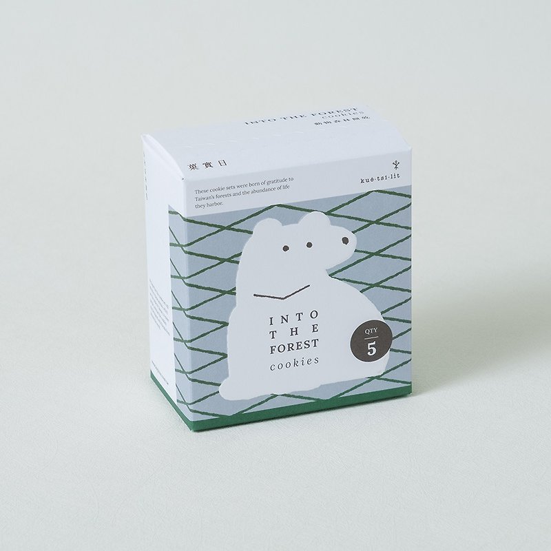 【菓實日】台灣黑熊黑芝麻脆餅(5片盒裝) - 手工餅乾 - 新鮮食材 白色