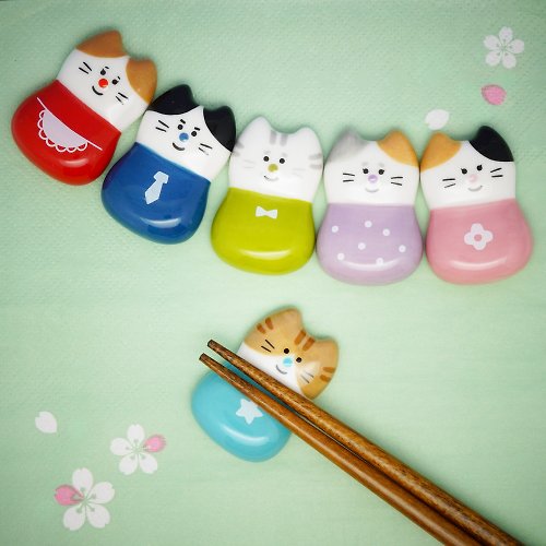 Decole Concombre 生活雜貨 日本Decole 筷子架 - 貓咪的快樂家族