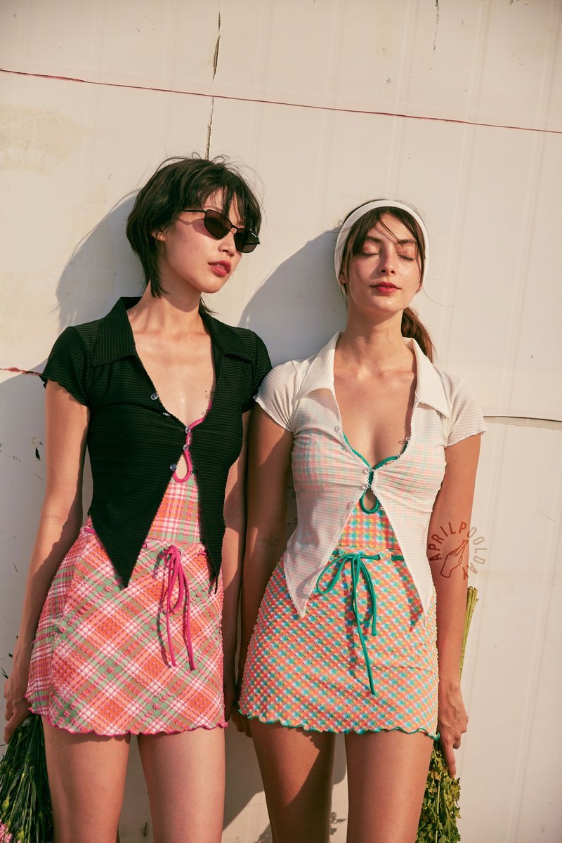 Aprilpoolday / Claudia's forever mini skirt / pink tartan - 裙子/長裙 - 其他材質 多色