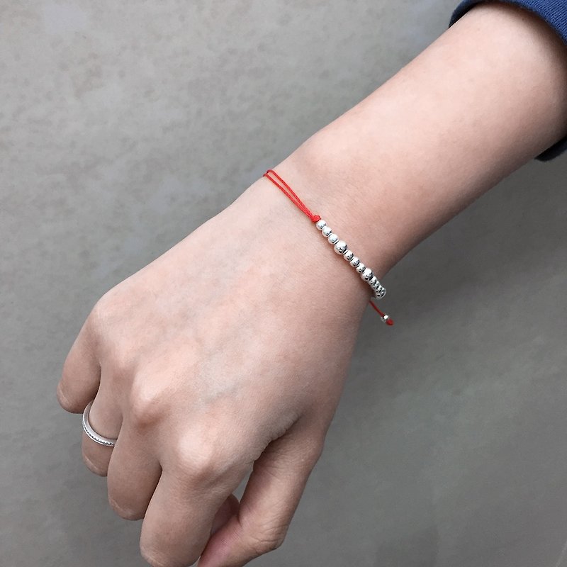 20 Silver Beads Bracelet | Friendship Bracelet | Romantic Bracelet - สร้อยข้อมือ - เงิน สีแดง