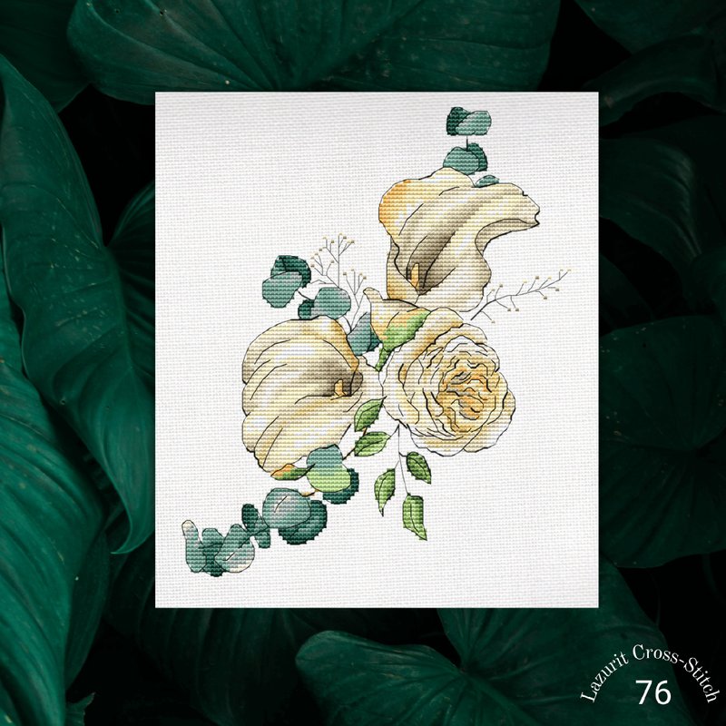 Delicate bouquet in a cross stitch pattern - 其他數位商品 - 其他材質 