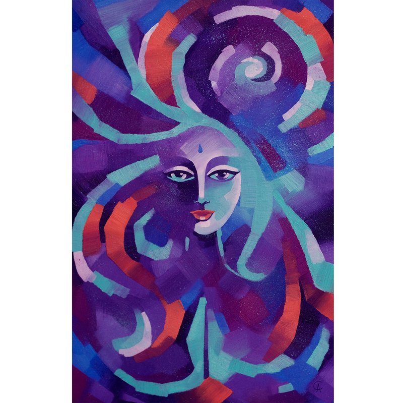 Universe Painting Spiritual Original Art  Meditation Artwork Oil Canvas - 海報/掛畫/掛布 - 其他材質 紫色