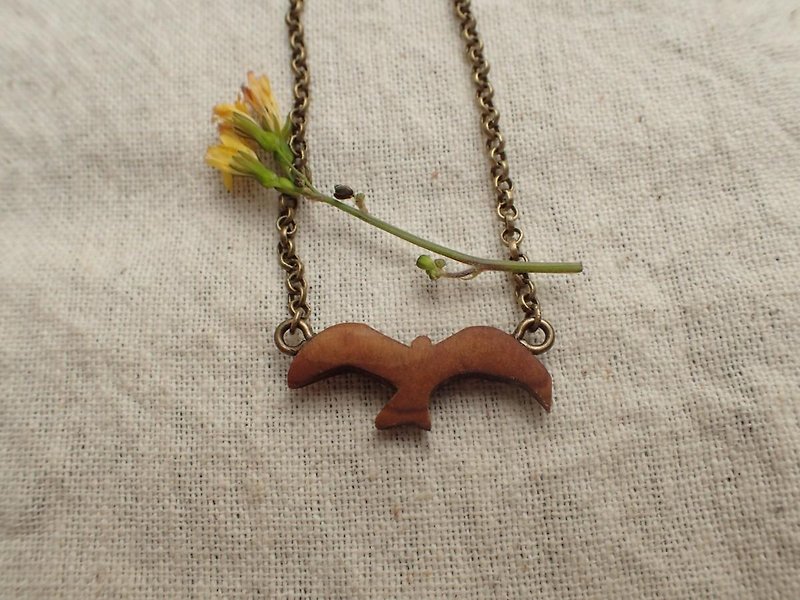 bird necklace or bracelet or anklet (type 2) - Necklaces - Wood Brown