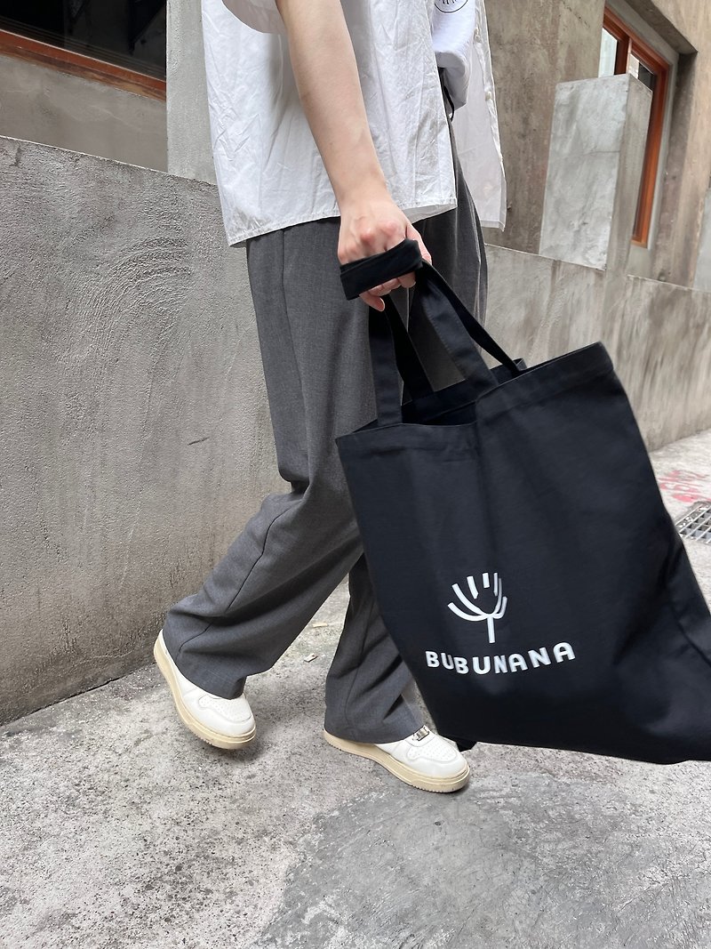 BUBUNANA Brand Canvas Bag | Black - กระเป๋าถือ - ผ้าฝ้าย/ผ้าลินิน สีดำ