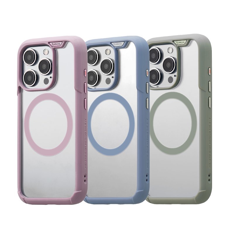 imos iPhone15 series magnetic military standard shockproof protective case (3 colors) - เคส/ซองมือถือ - วัสดุอื่นๆ หลากหลายสี