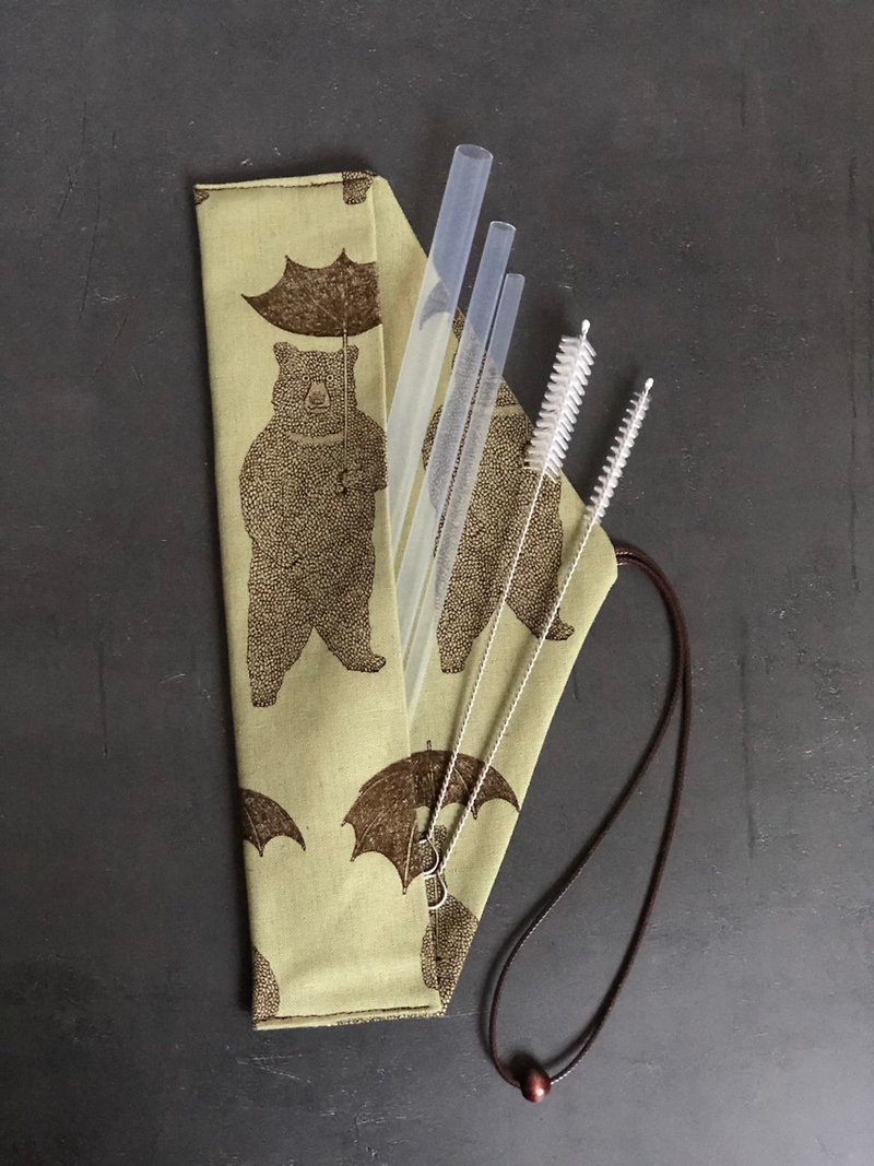 For your favorite bear, you are a medical-grade environmentally-friendly straw, the Miji straw five-piece group plus the bear's storage cotton bag. - หลอดดูดน้ำ - วัสดุอื่นๆ 