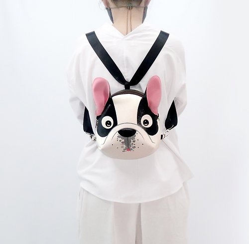 pipo89-dogs-cats French Bulldog Mini backpack ,crossbody bag,hand painted bag,handmade backpack.