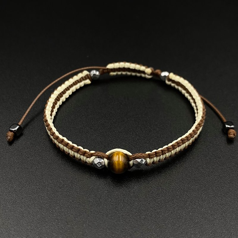 Tiger's Eye Lucky Stone Macrame Bracelet (Brown-Cream Stylish) - Bracelets - Other Materials Brown