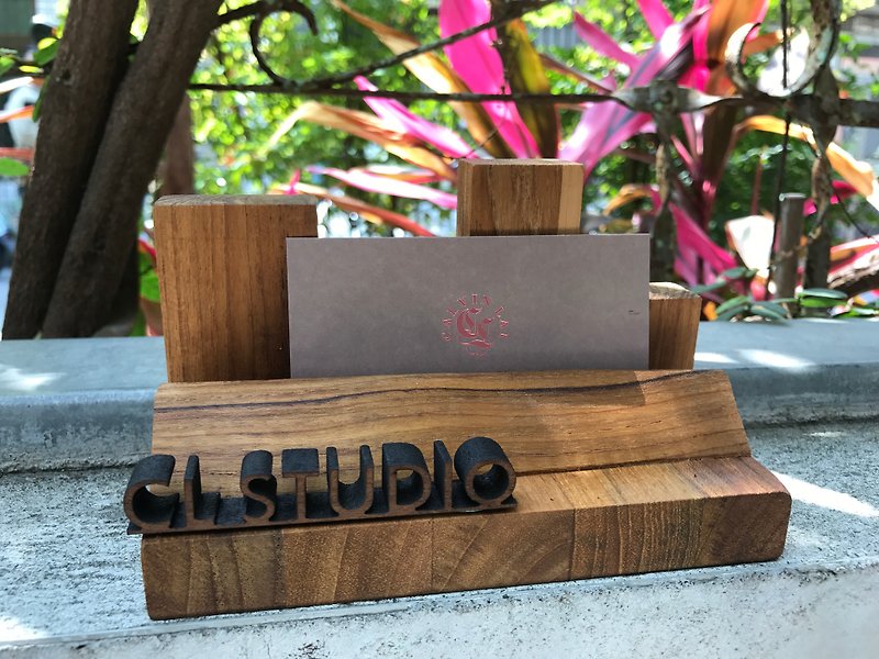 CL Studio [Modern minimalist - geometric style wooden phone holder / business card holder] N96 - ที่ตั้งบัตร - ไม้ สีนำ้ตาล