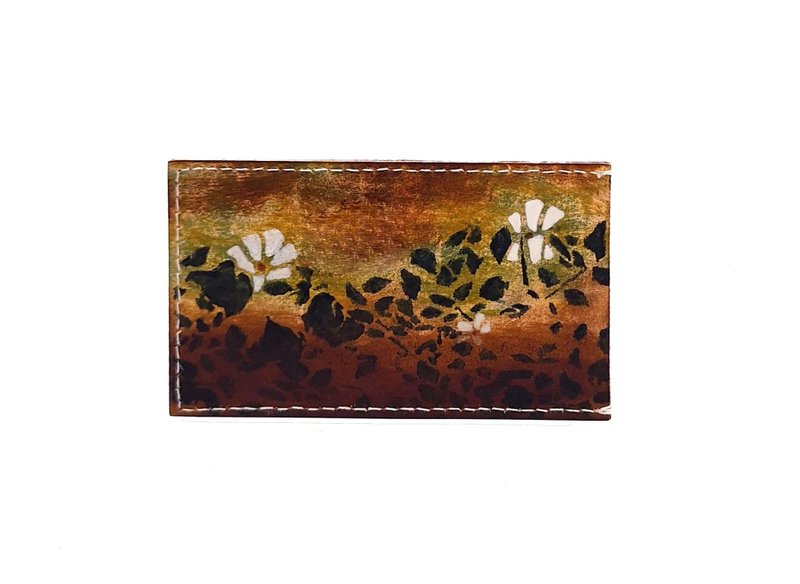 Chaoyou Pouch Van Gogh Wild Rose - กระเป๋าสตางค์ - หนังแท้ สีเขียว