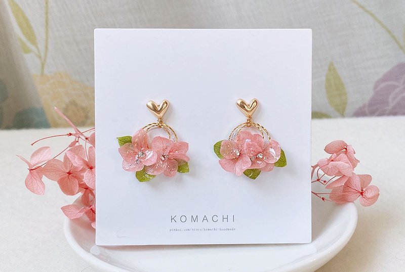 Happy Valentine - 耳環/耳夾/耳骨夾 - 植物．花 粉紅色
