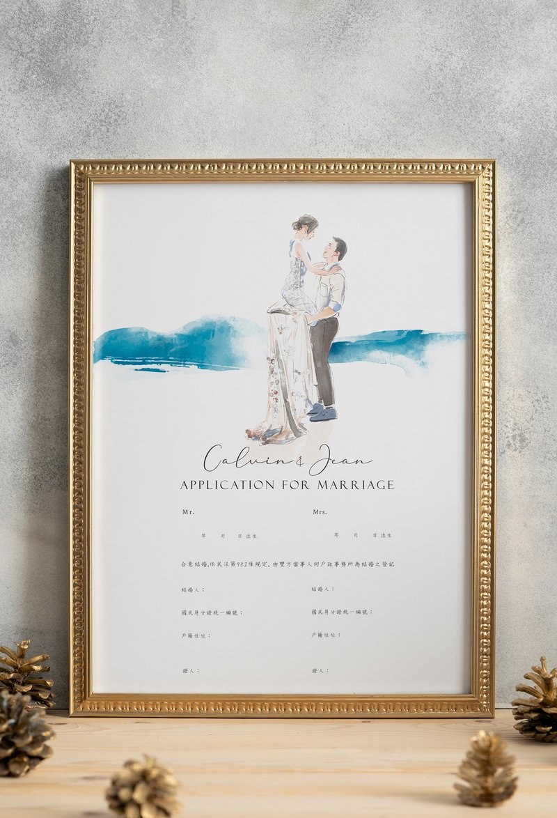 結婚書約 婚禮視覺海報 下單前請先聯繫設計師 - 似顏繪/客製畫 - 其他材質 